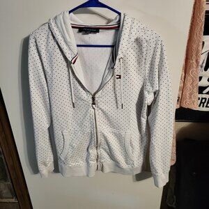 Y2K TOMMY HILFIGER ZIP UP POLKA DOT HOODIE JACKET SZ L